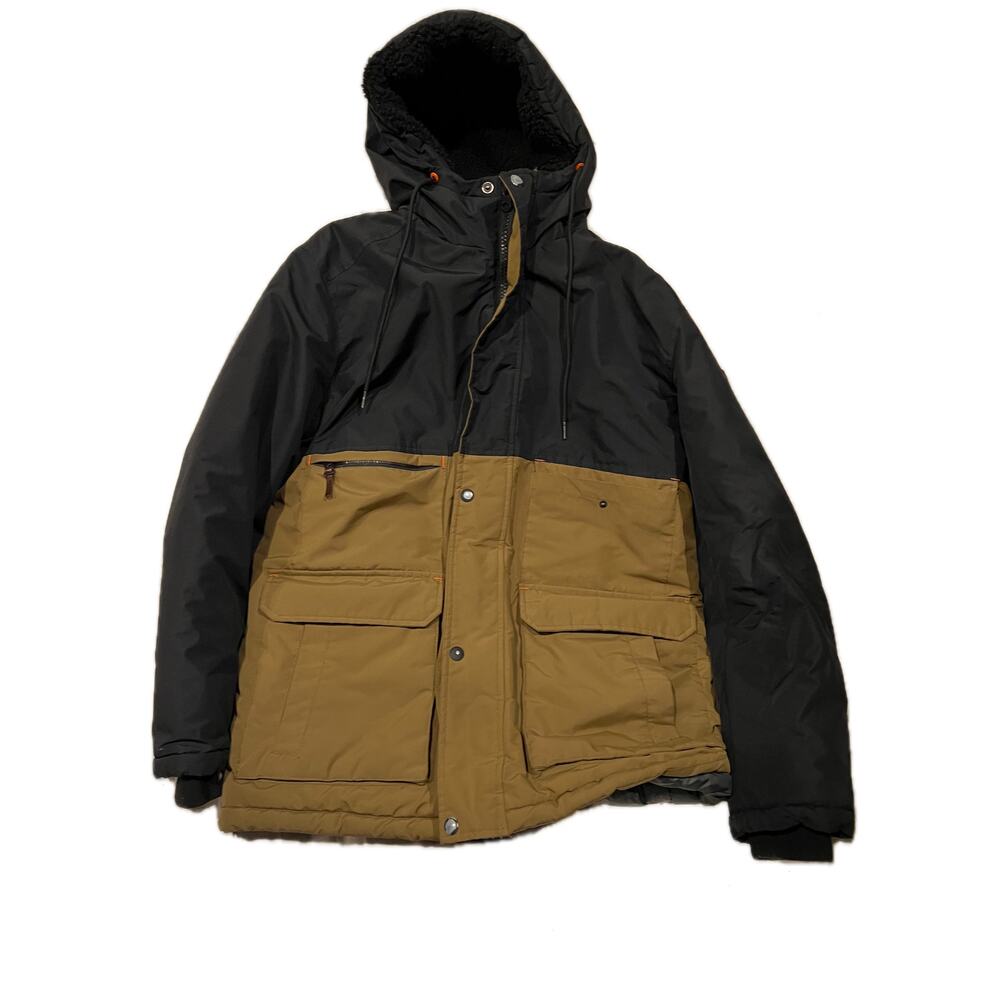 Black and Tan Hooded Ski Jacket